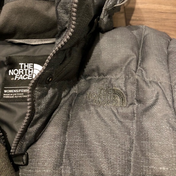 ✨ North Face ✨ 550 Down Jacket Gray/Olive pattern Coat Long Puffy Parka - Picture 4 of 10